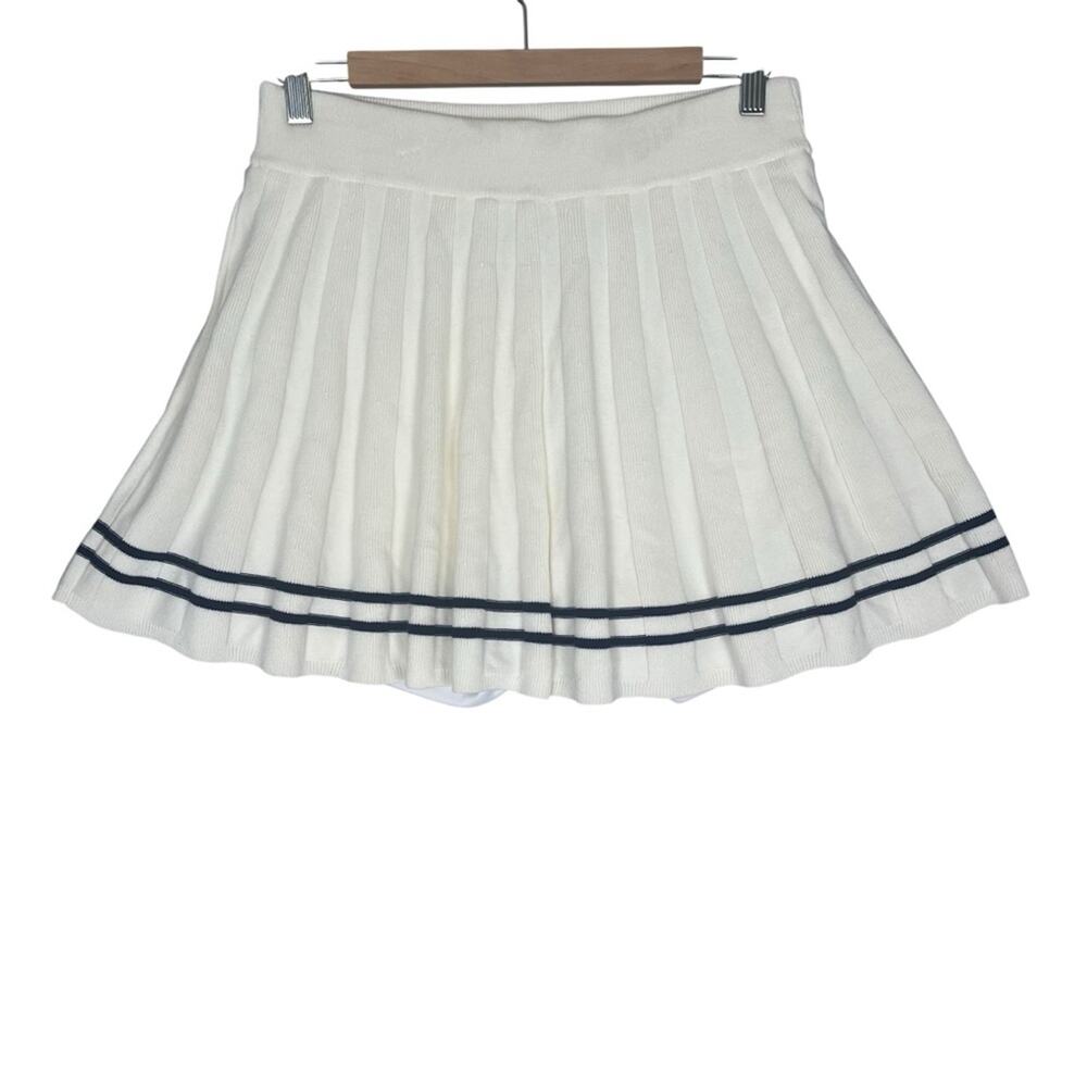 Sincerely Jules White Knit Pleated Tennis Skort Skirt Womens Large Varsity NWT - Picture 5 of 11